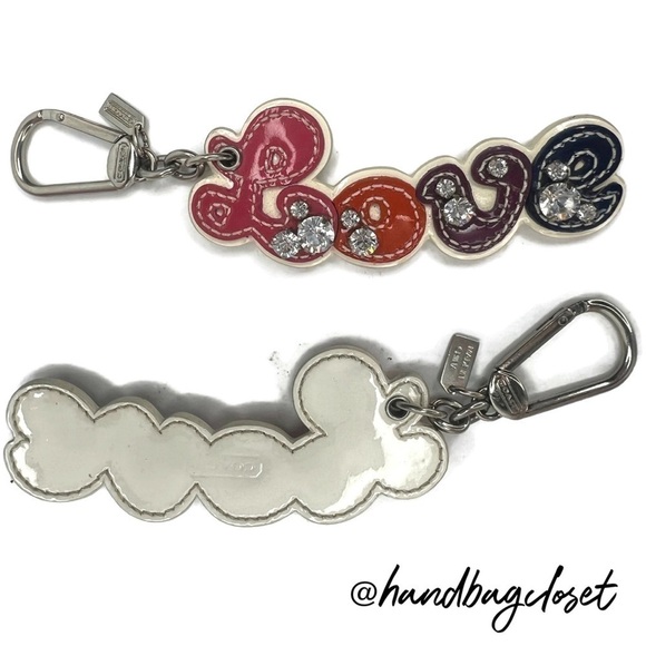 COACH Rhinestone Script Pop Love Charm Purse Charm Keychain Key Chain 92750 - Picture 2 of 8
